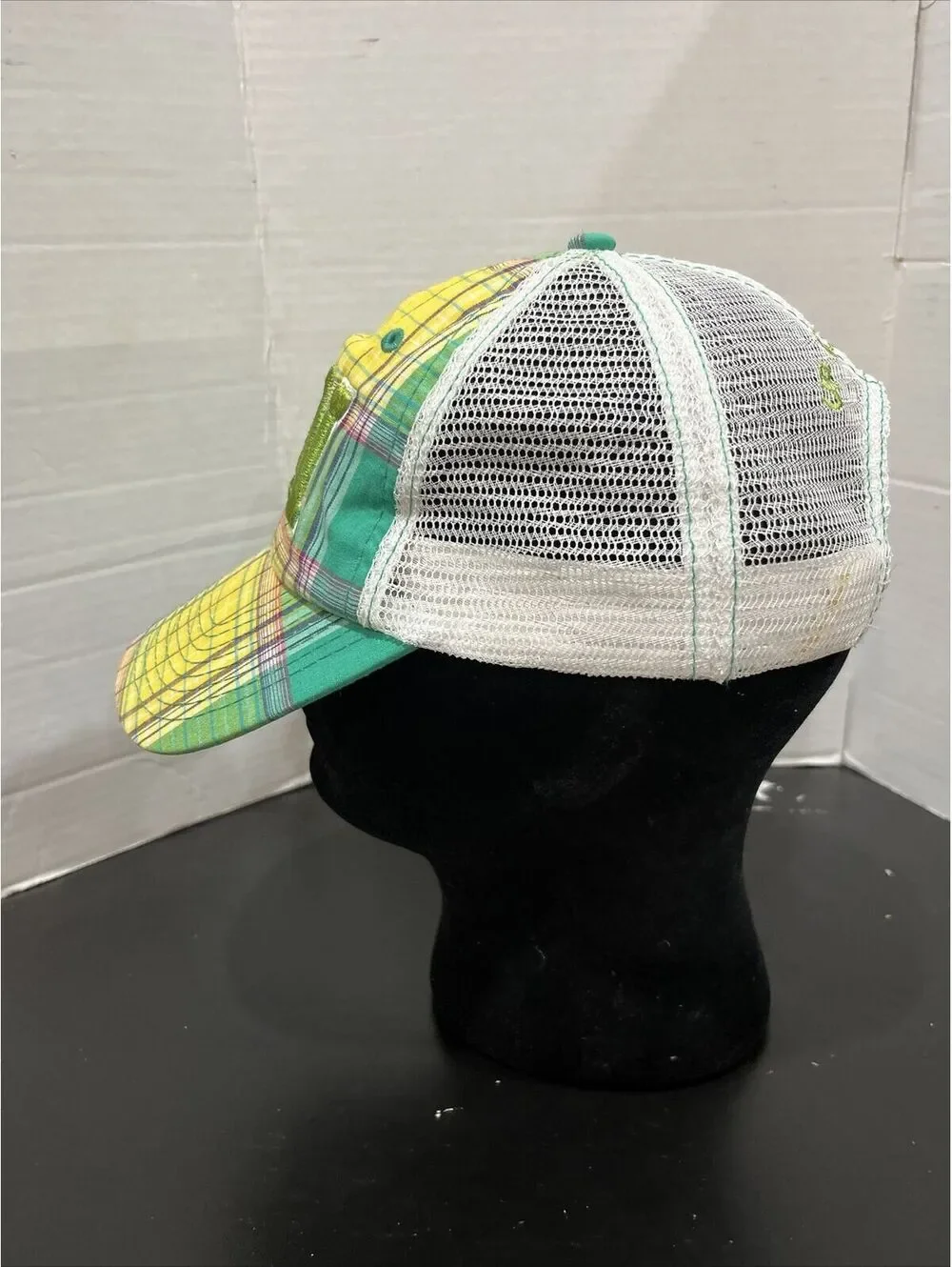 Minnesota MN Malloy America Yellow Green Plaid Mesh SnapBack Baseball Cap